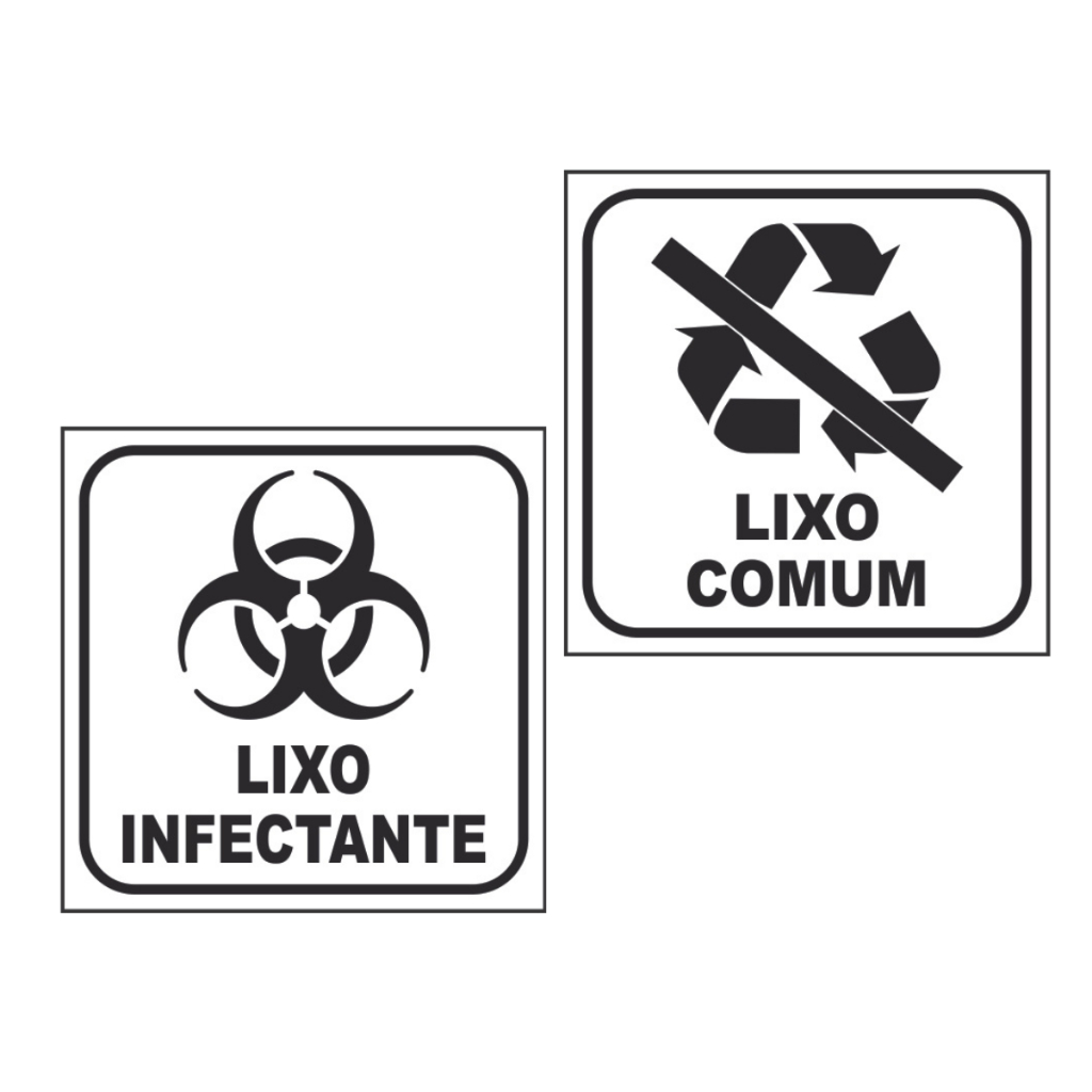 Adesivo Lixo Comum E Lixo Infectante 8x8cm Fundo Branco