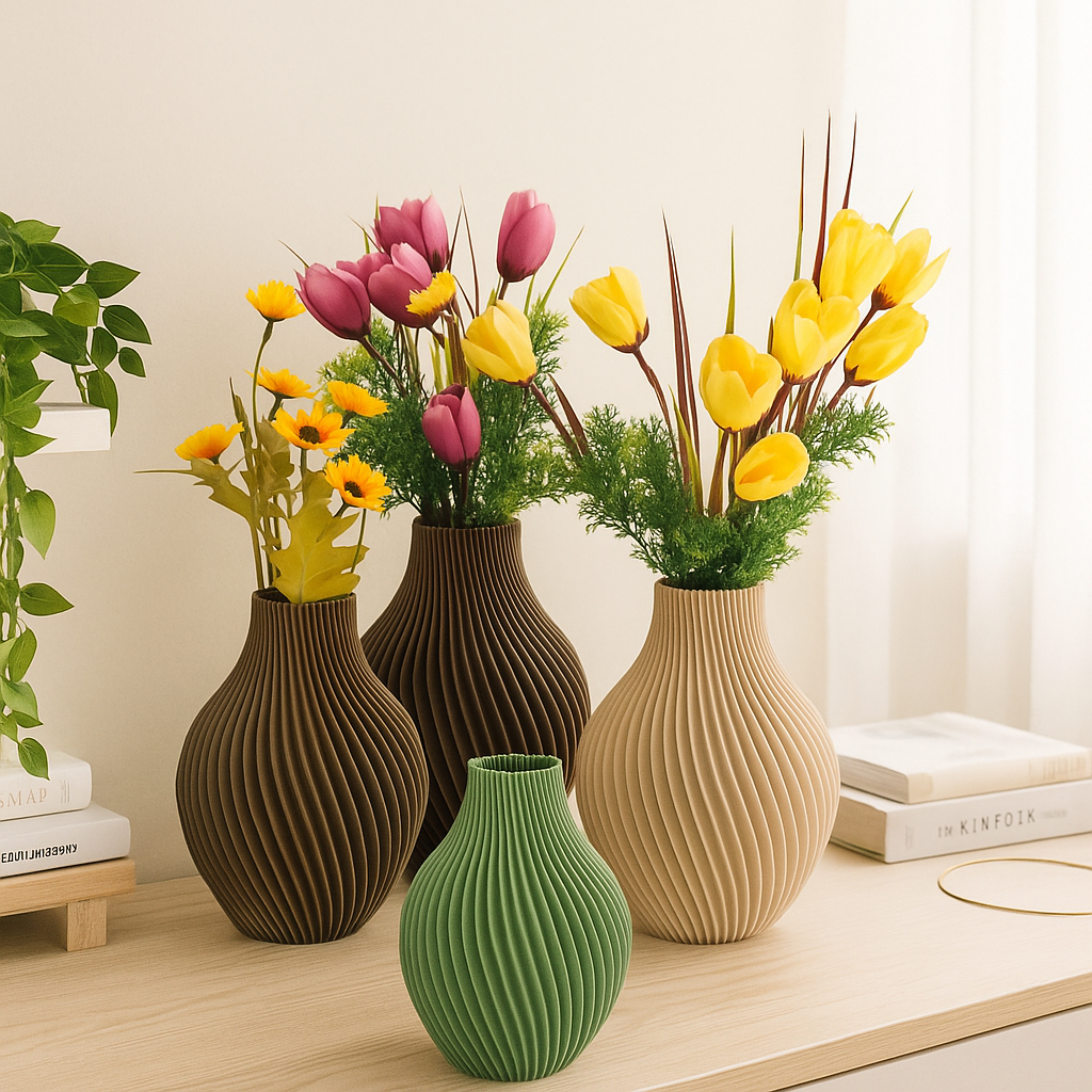 Vaso Decorativo Ânfora Espiral Moderno | Mesa Sala Estilo