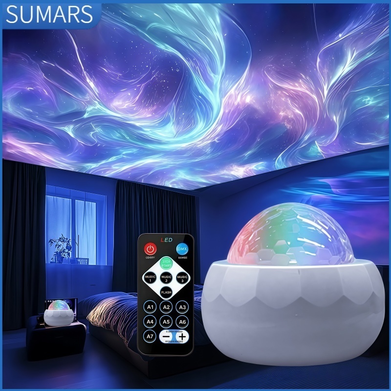 Luz Noturna Céu Estrelado Projetor Aurora Onda de Água Projeção Controle Decoração de Natal do Norte Luzes Lâmpad