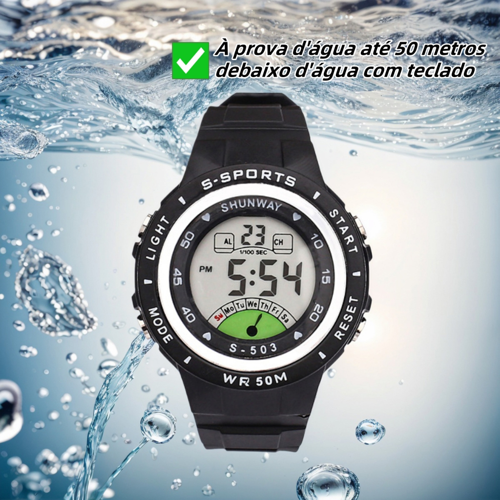 Relógio Feminino Infantil Digital A Prova D'Água Eletrônico Esportivo Original Redondo Com Led