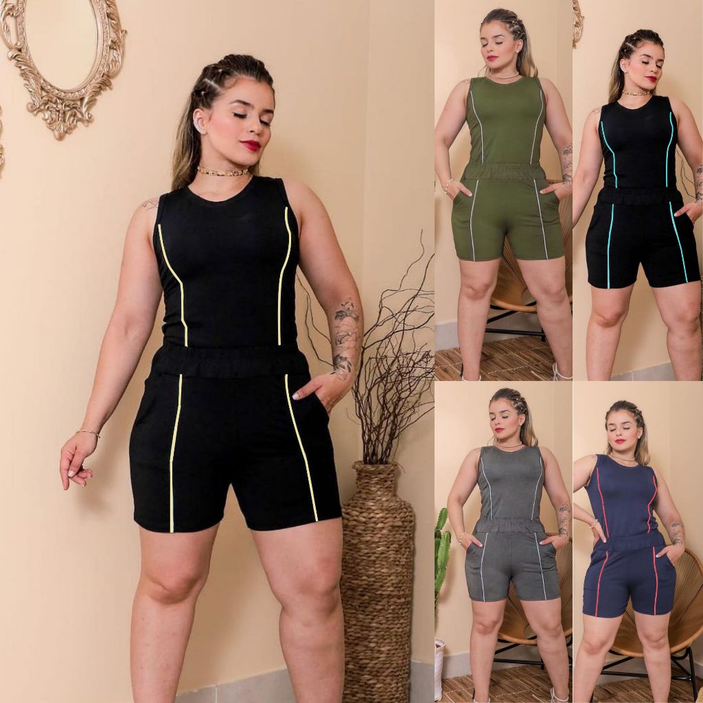 Conjunto Feminino Short e Regata em Tecido Viscolycra M, G , GG , G1 em Oferta na Shopee