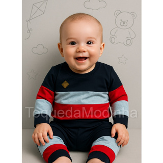 Conjunto Manga Longa Bebê Menino mauricinho meia estação em Oferta na Shopee