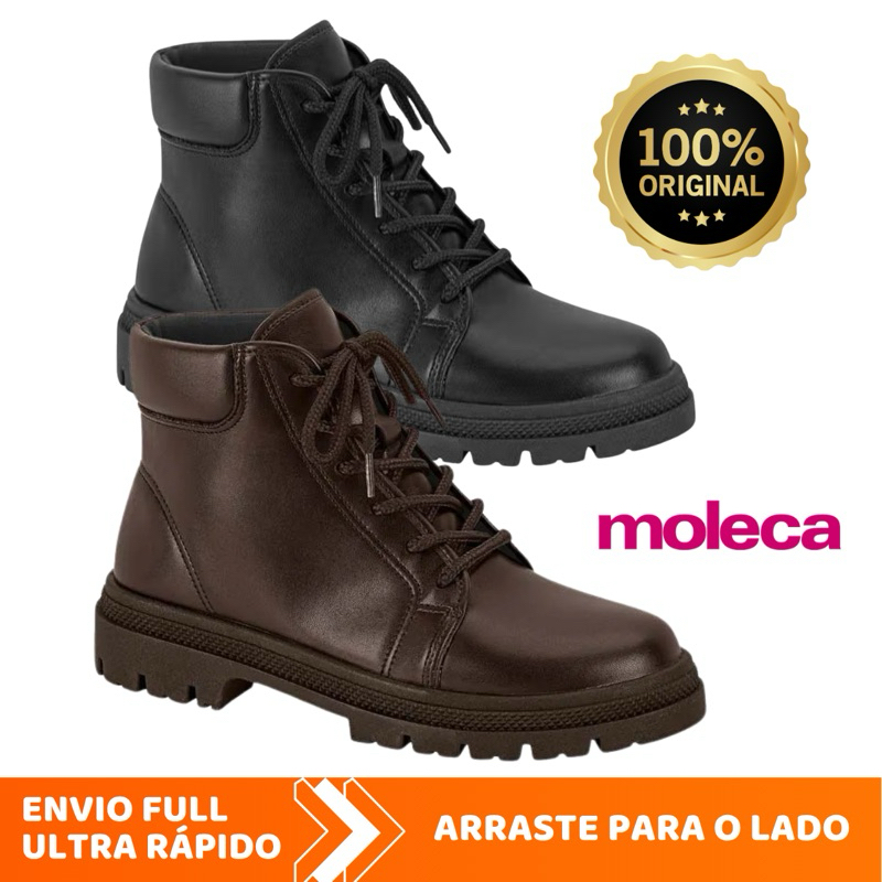 Bota Coturno Moleca Cano Curto Feminina Casual Macia Salto Baixo