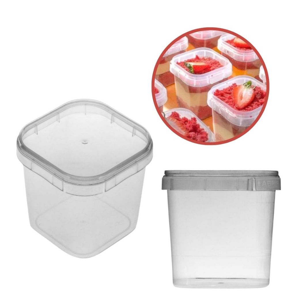 100 Embalagem Para Bolo De Pote POTE QUADRADO C/ LACRE 220 ML - PLASTILANIA