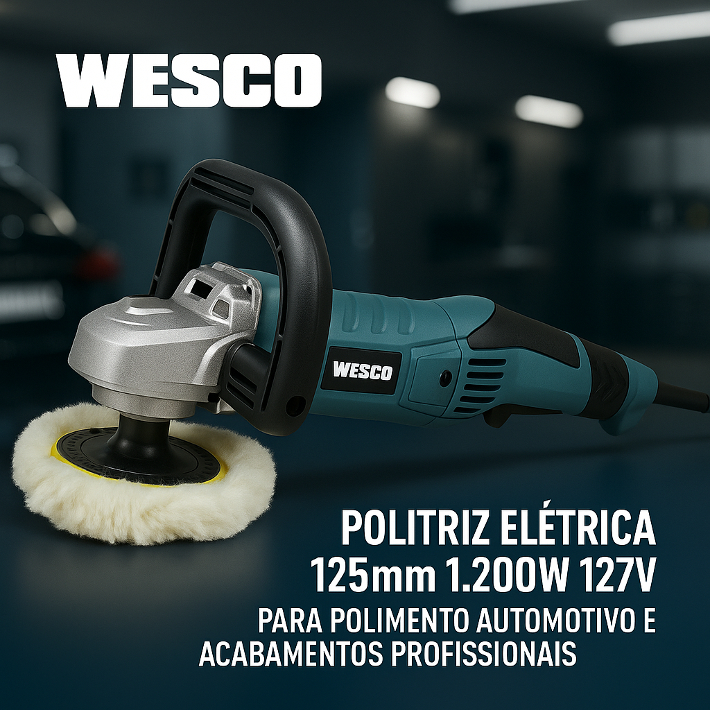 Politriz Elétrica 125mm 1.200W 127V Para Polimento Automotivo e Acabamentos Profissionais - Wesco · foto 2