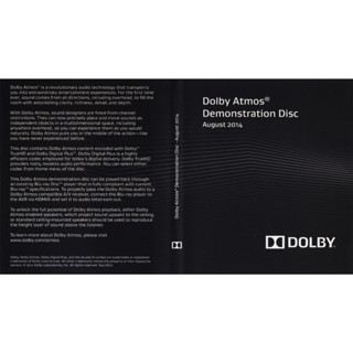 Blu-ray de teste do Home Theater Dolby Atmos Demonstration Disc  August 2014