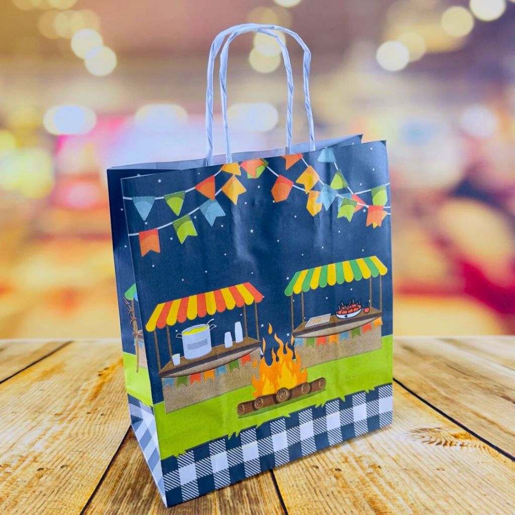 10~50 SACOLAS FESTA JUNINA FOGUEIRA 17,5 X 8,5 X 21,5 (LC) - REF:4976 (CHOCO)