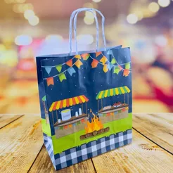 10~50 SACOLAS FESTA JUNINA FOGUEIRA 17,5 X 8,5 X 21,5 (LC) - REF:4976 (CHOCO)