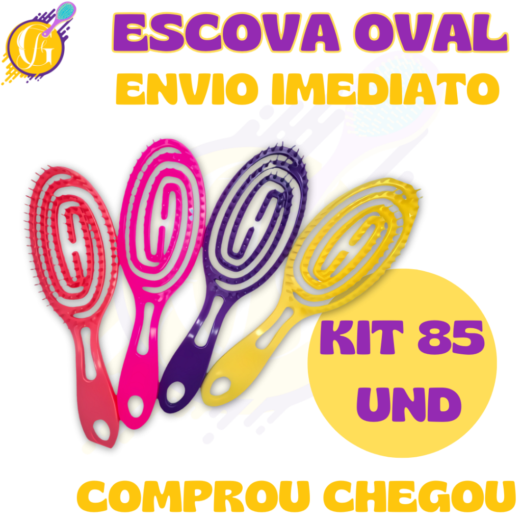 kit 85 - Escova Flex Aspiral Oval - Anti Frizz - Fácil Ondulação - Glamour Feminino