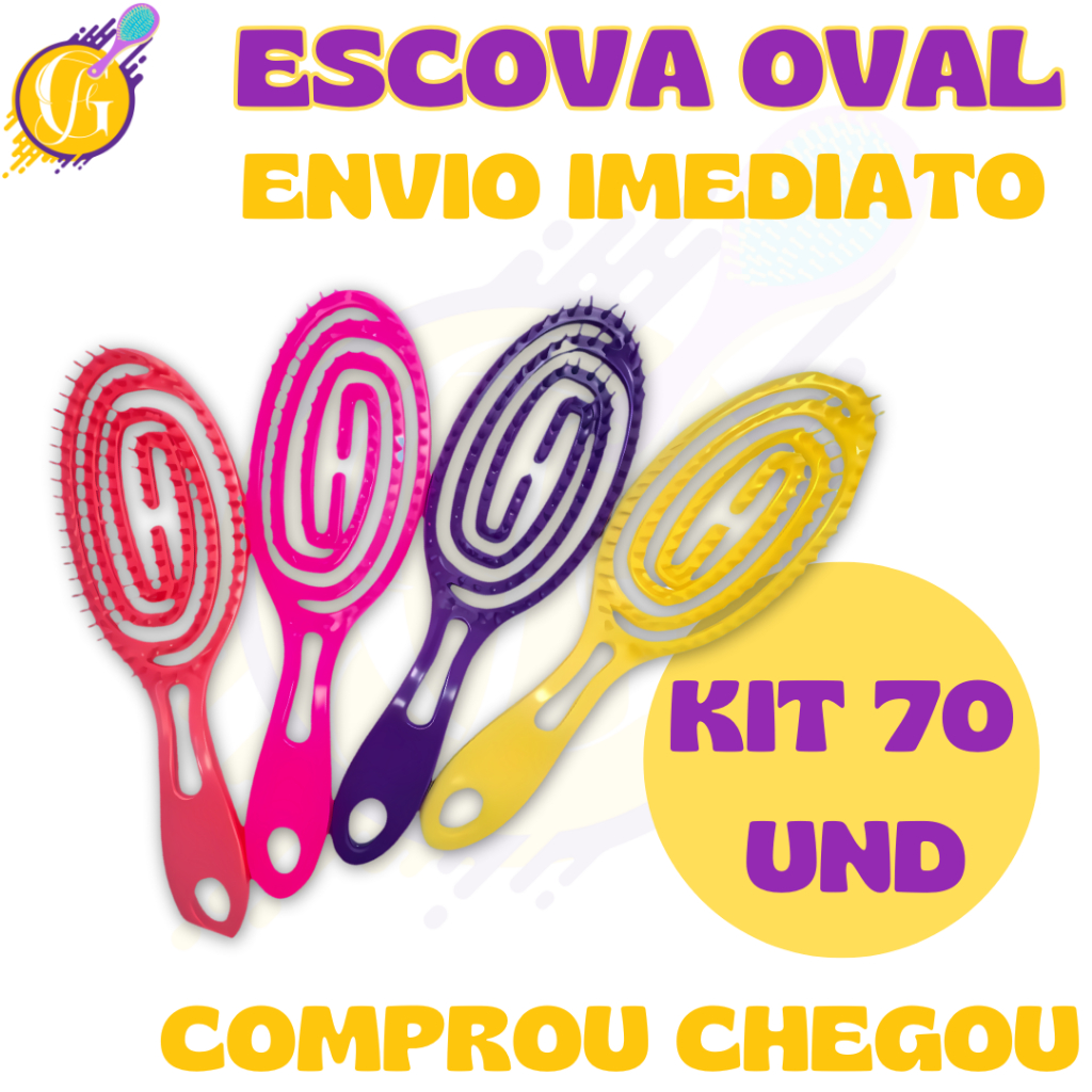 kit 70 - Escova Flex Aspiral Oval - Anti Frizz - Fácil Ondulação - Glamour Feminino