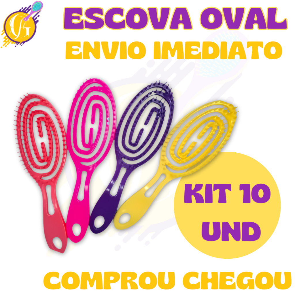 kit 10 - Escova Flex Aspiral Oval - Anti Frizz - Fácil Ondulação - Glamour Feminino