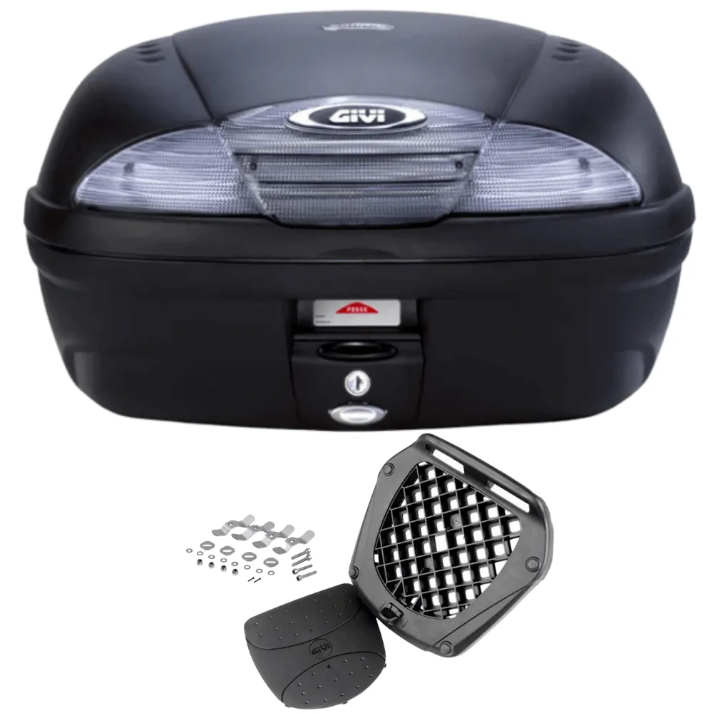 Baú Bauleto para moto Universal Givi 45l Simply Nt Monolock Lente Fume com Base de Fixação Universal GIVI Monolock