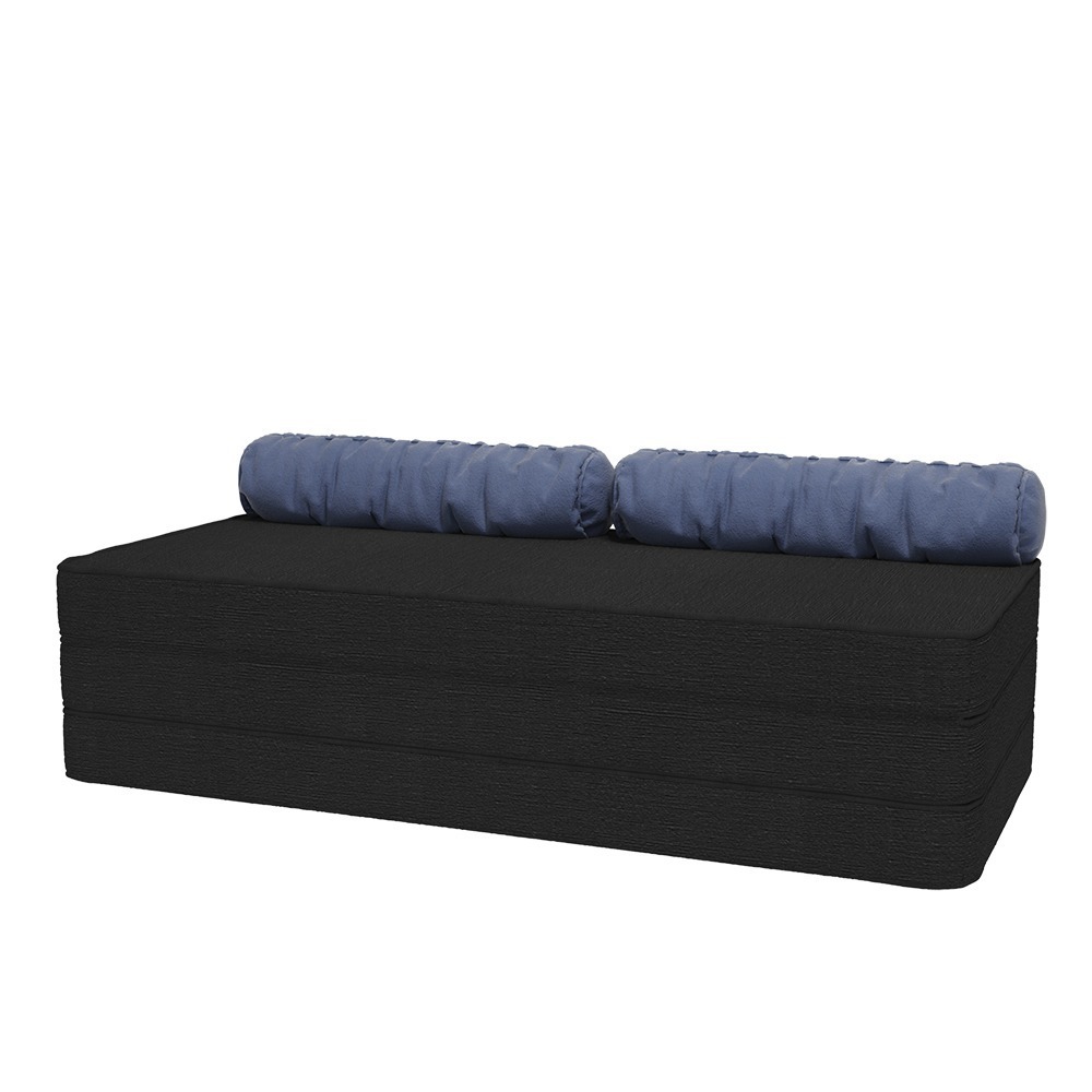 Sofá 3 em 1 Colchão Casal Puff Multiuso Preto Macio para Quarto e Sala, Ideal para Visitas - Bonatto - Home & Living
