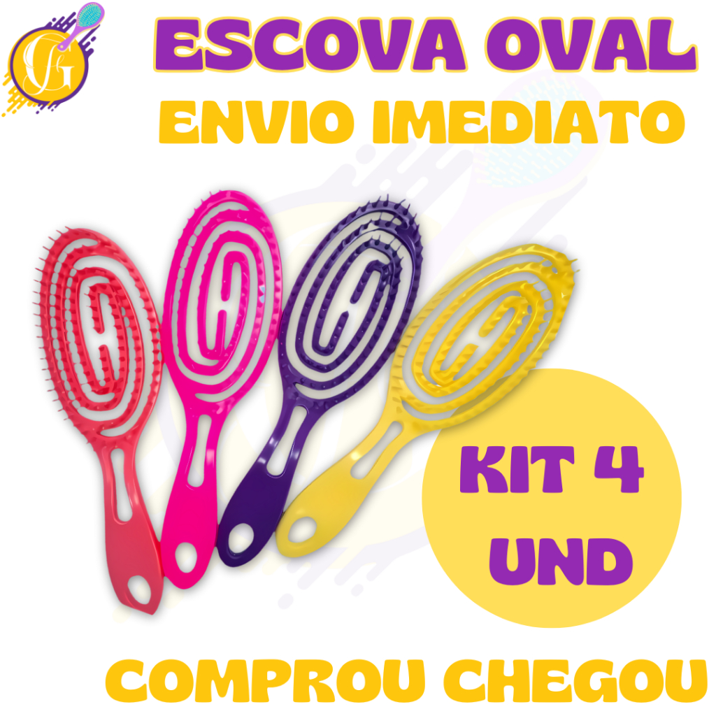 kit 04 - Escova Flex Aspiral Oval - Anti Frizz - Fácil Ondulação - Glamour Feminino