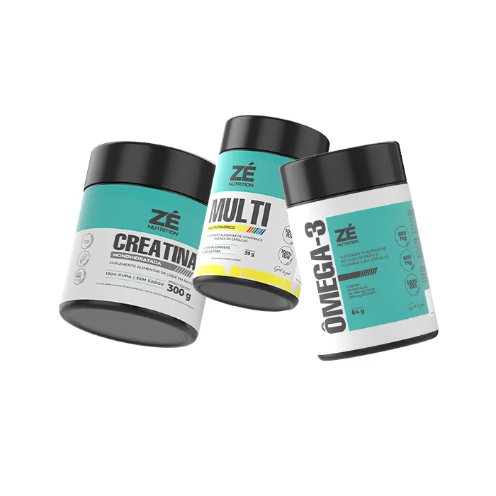 Kit Força e Vitalidade: Creatina, Multivitamínico E Ômega-3 - Zé Nutrition