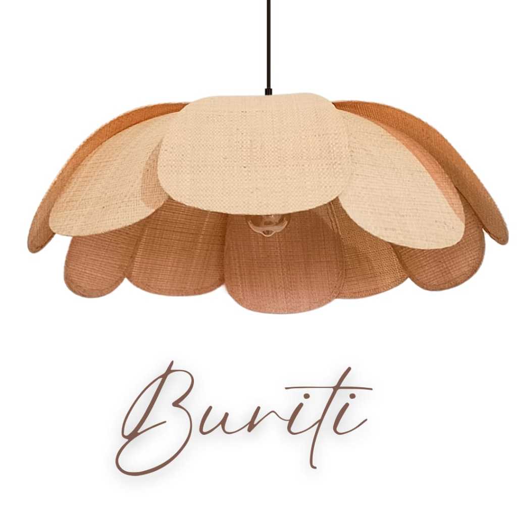 Luminaria Lustre Casa Taika 10 Pétalas Buriti Fibra Natural
