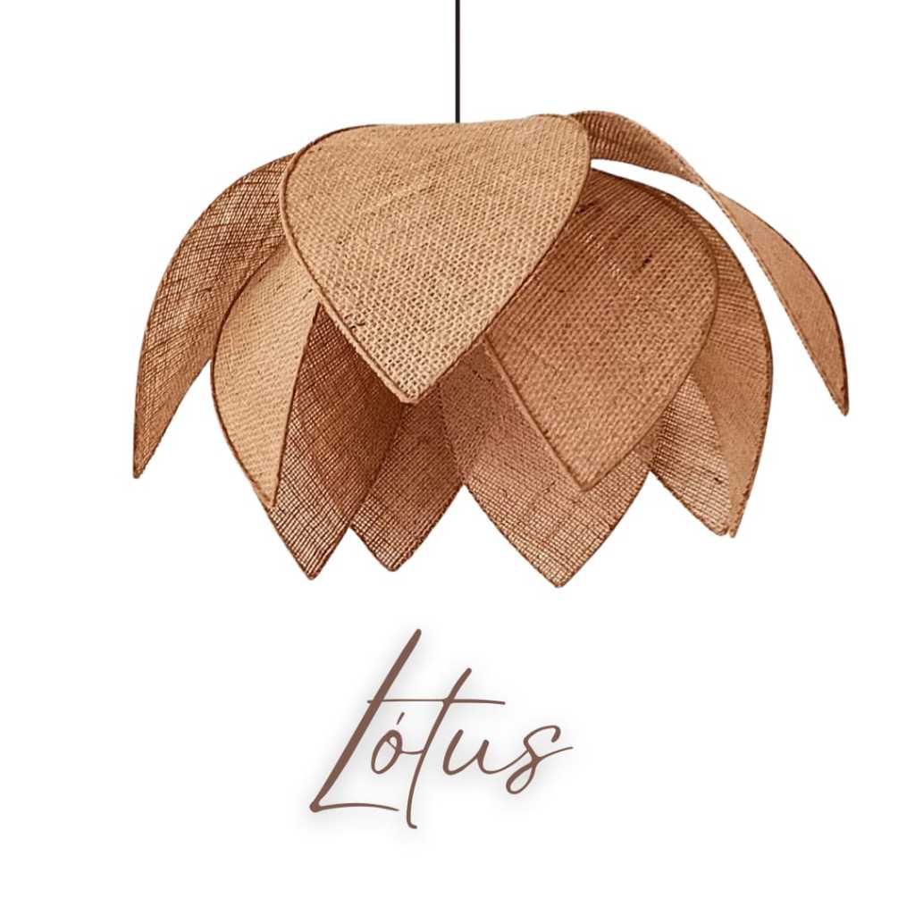 Luminária Lustre Flor Lótus Juta 10 Pétalas