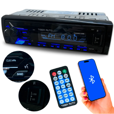 Radio AM FM Mp3 Com Bluetooth Usb Sd Comando Por Voz Vipertron 4 Saídas de Som Fort Som Automotivo Tipo Pioneere · foto 2