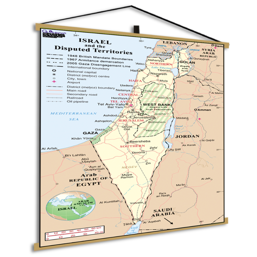 Mapa País Israel Politico Poster Geográfico Decoração Geografia