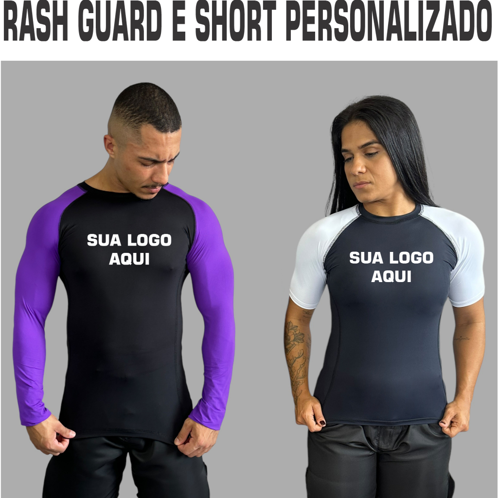 RASH GUARD E SHORT PERSONALIZADO - PP P M G GG G1 G2 G3 em Oferta na Shopee
