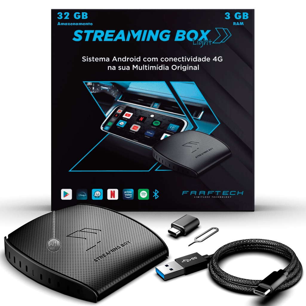 Streaming Box Light Automotivo Faaftech Carplay 32Gb 3Gb Android Auto 128Gb em Oferta na Shopee