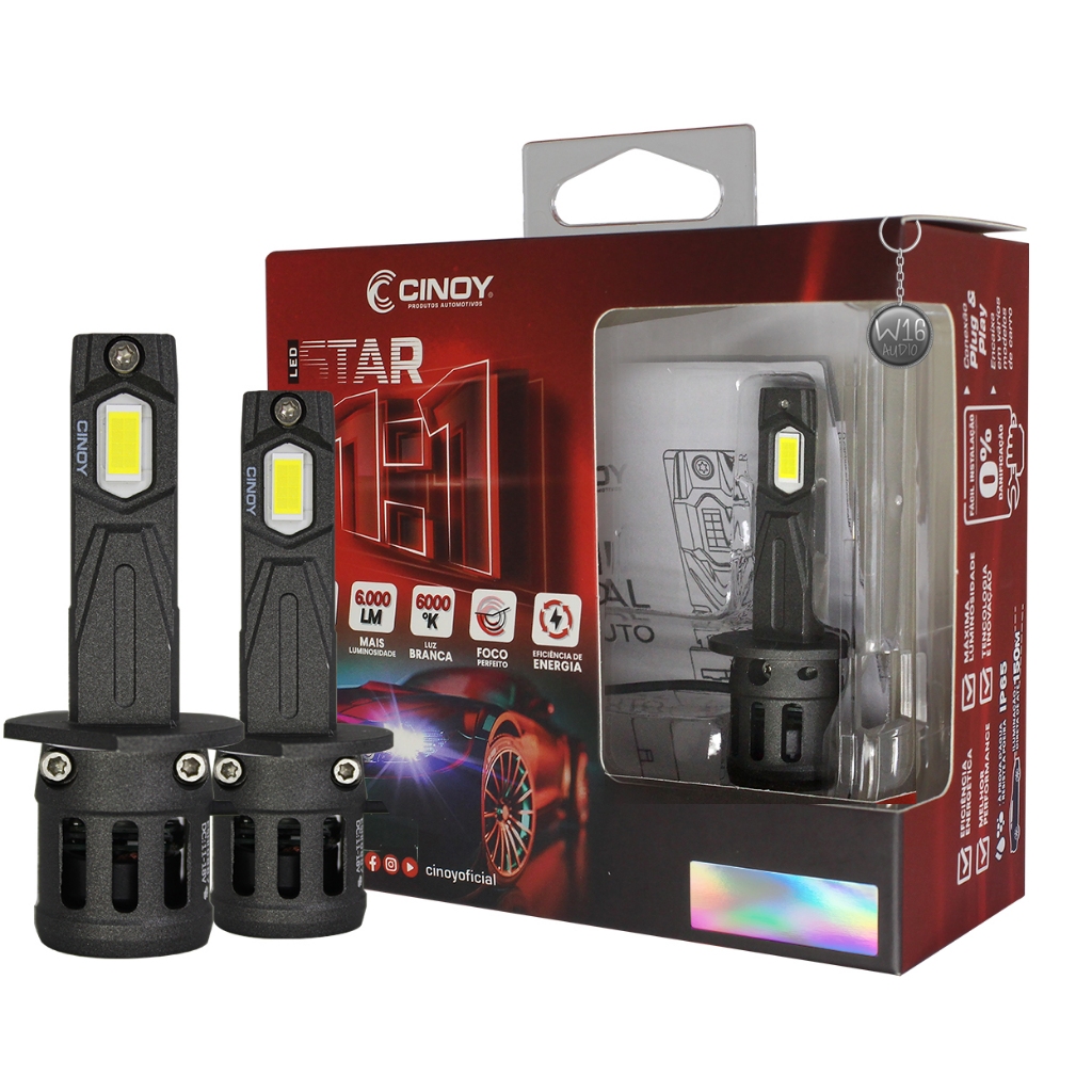 Lâmpada Super Led Cinoy Star Mini Slim 6000k Sem Erro Canceller Plug and Play - Spare Parts and Accessories for Vehicles