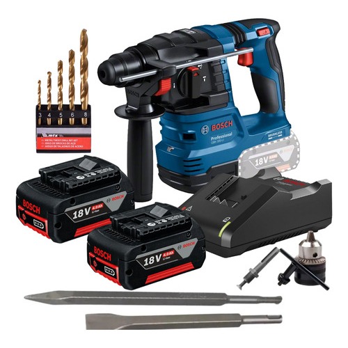 Martelete Rompedor Bosch GBH 185-LI 18V com 2 Baterias 4Ah Acessórios e Carregador Bivolt | Brushless Sem Fio Pro em Oferta na Shopee