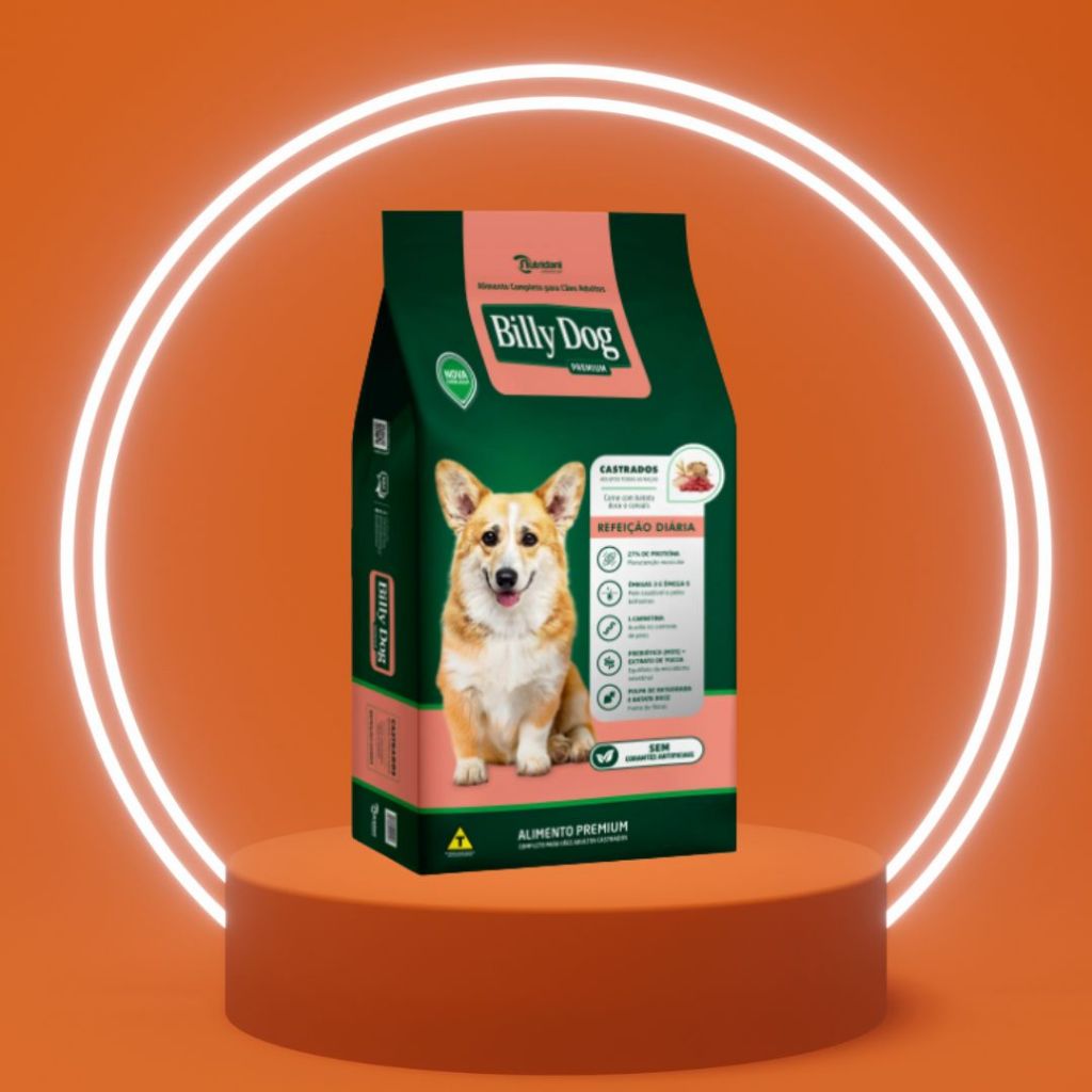 RAÇÃO CÃES CASTRADO BILLY DOG REFEIÇÃO DIÁRIA - SABOR E SAÚDE | 1kg