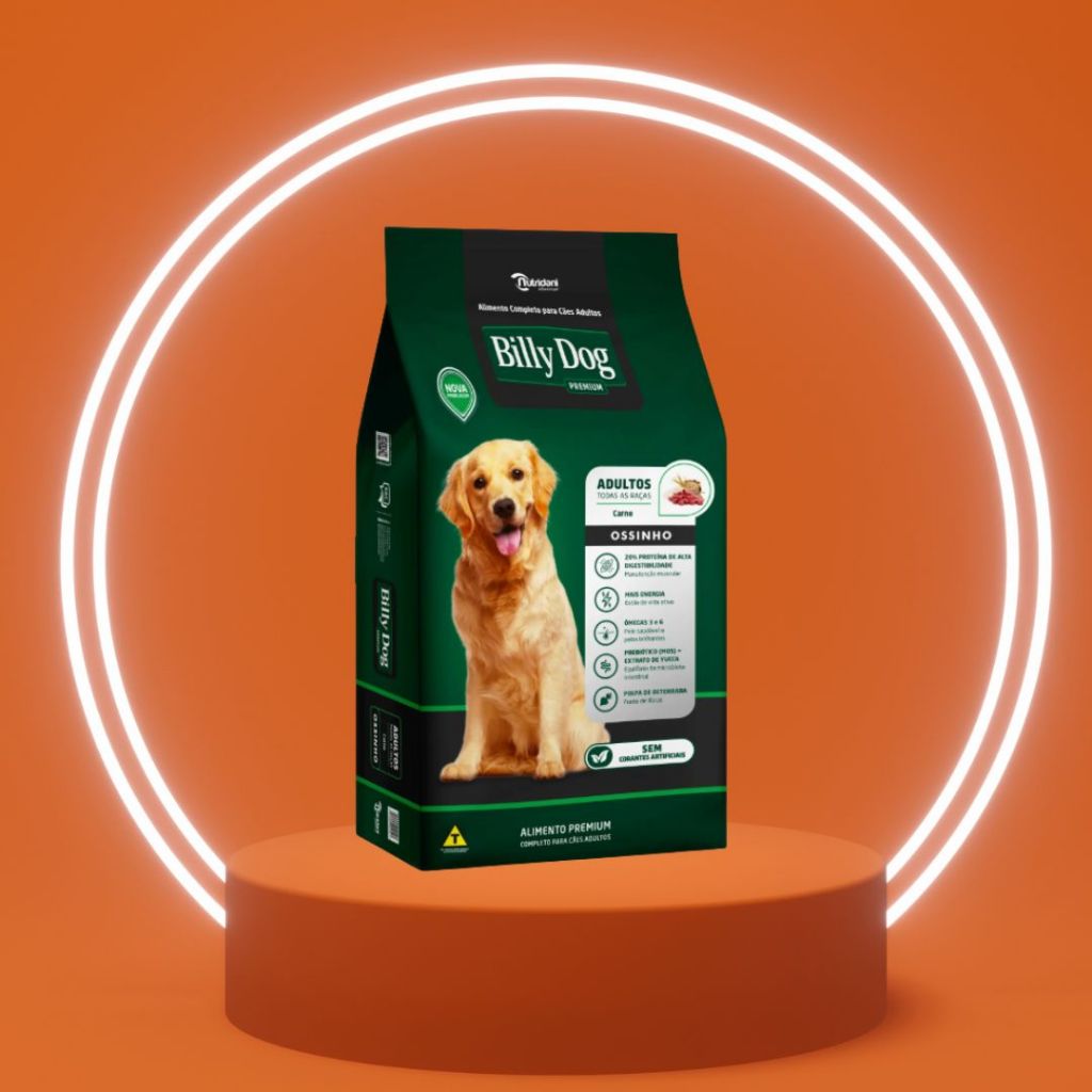 BILLY DOG RAÇÃO OSSINHO CARNE PARA CÃES ADULTOS - SABOR E SAÚDE | 1kg
