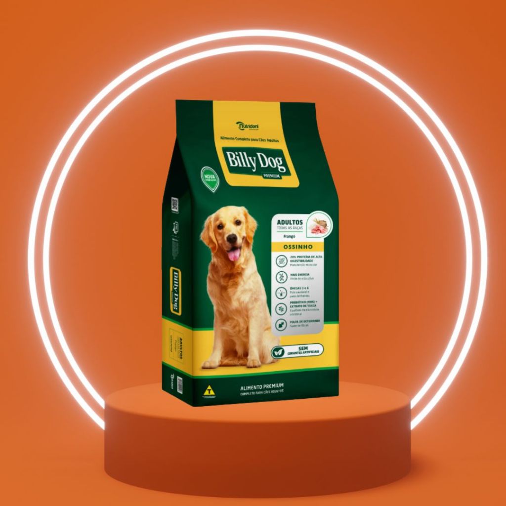 BILLY DOG RAÇÃO OSSINHO FRANGO PARA CÃES ADULTOS - SABOR E SAÚDE | 1kg