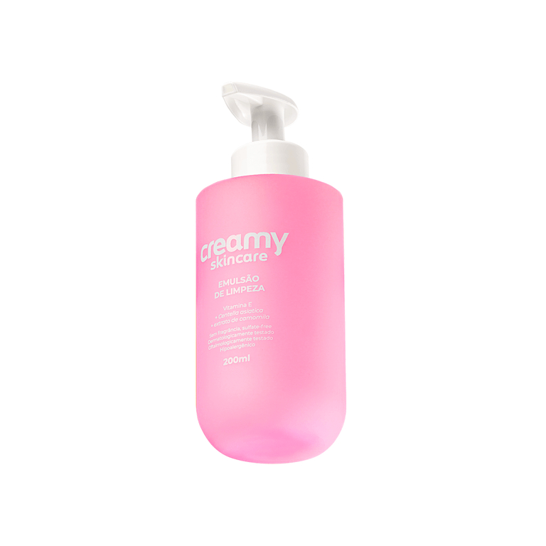 Creamy Skincare Emulsão de Limpeza 200ml | Sem Fragrância, Previne Ressecamento, Limpa sem Agredir, Hidrata a Pele