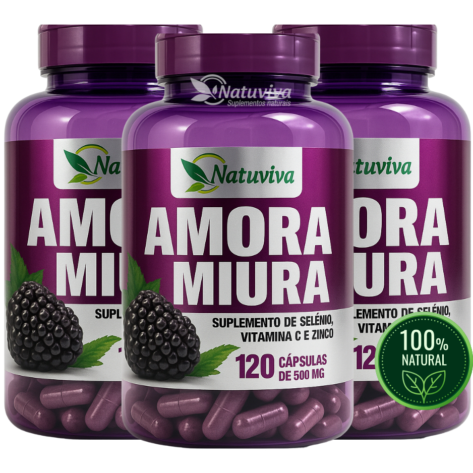 Natuviva Amora Miura | Suplemento de Selênio, Vitamina C e Zinco | 120 Cápsulas de 500mg em Oferta na Shopee