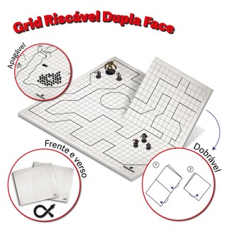 Grid Riscável Dupla Face Quadrado e Hexagonal - RPG