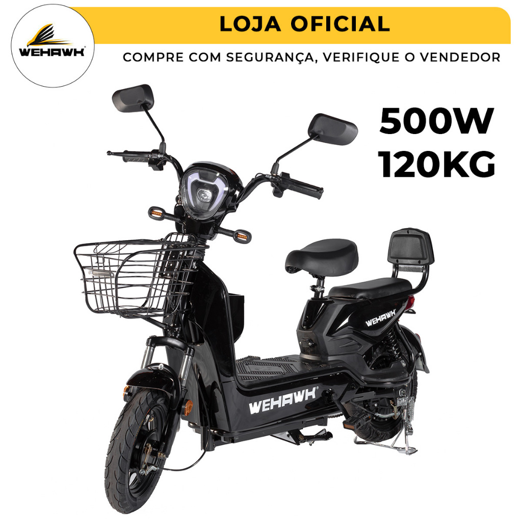Bicicleta Elétrica 500W Scooter 32km/h Sem Carteira WeHawk Basket Bike 2025