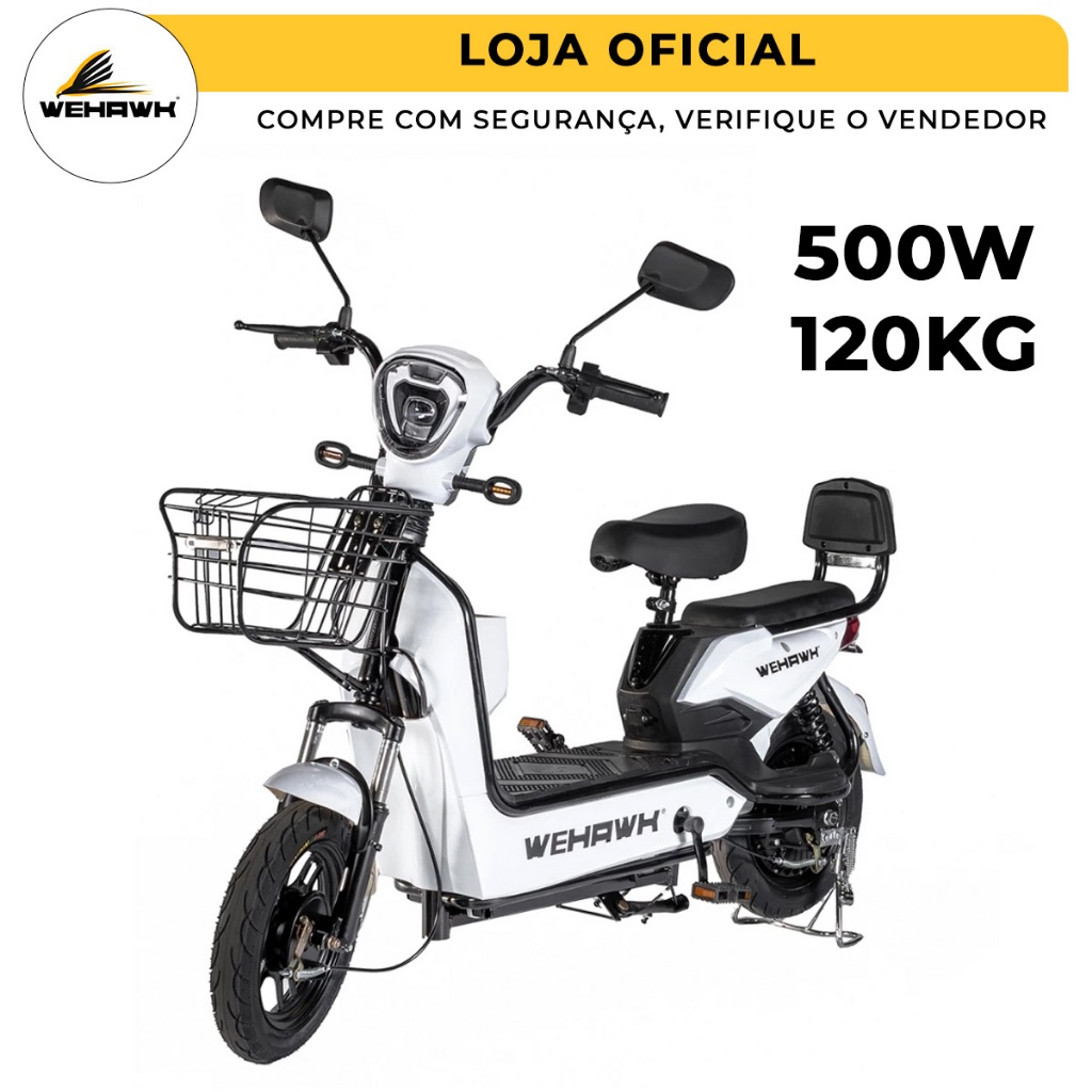Bicicleta Elétrica Mini Moto Adulta 500w WeHawk Basket 32Km/h Autonomia 40Km