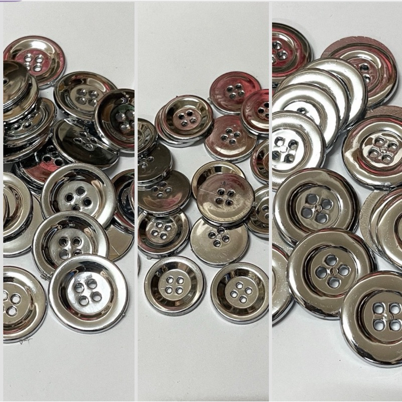 Botão 4 Furos Cromado em ABS – 100 Peças (Tamanhos: 20mm, 25mm e 33mm) em Oferta na Shopee