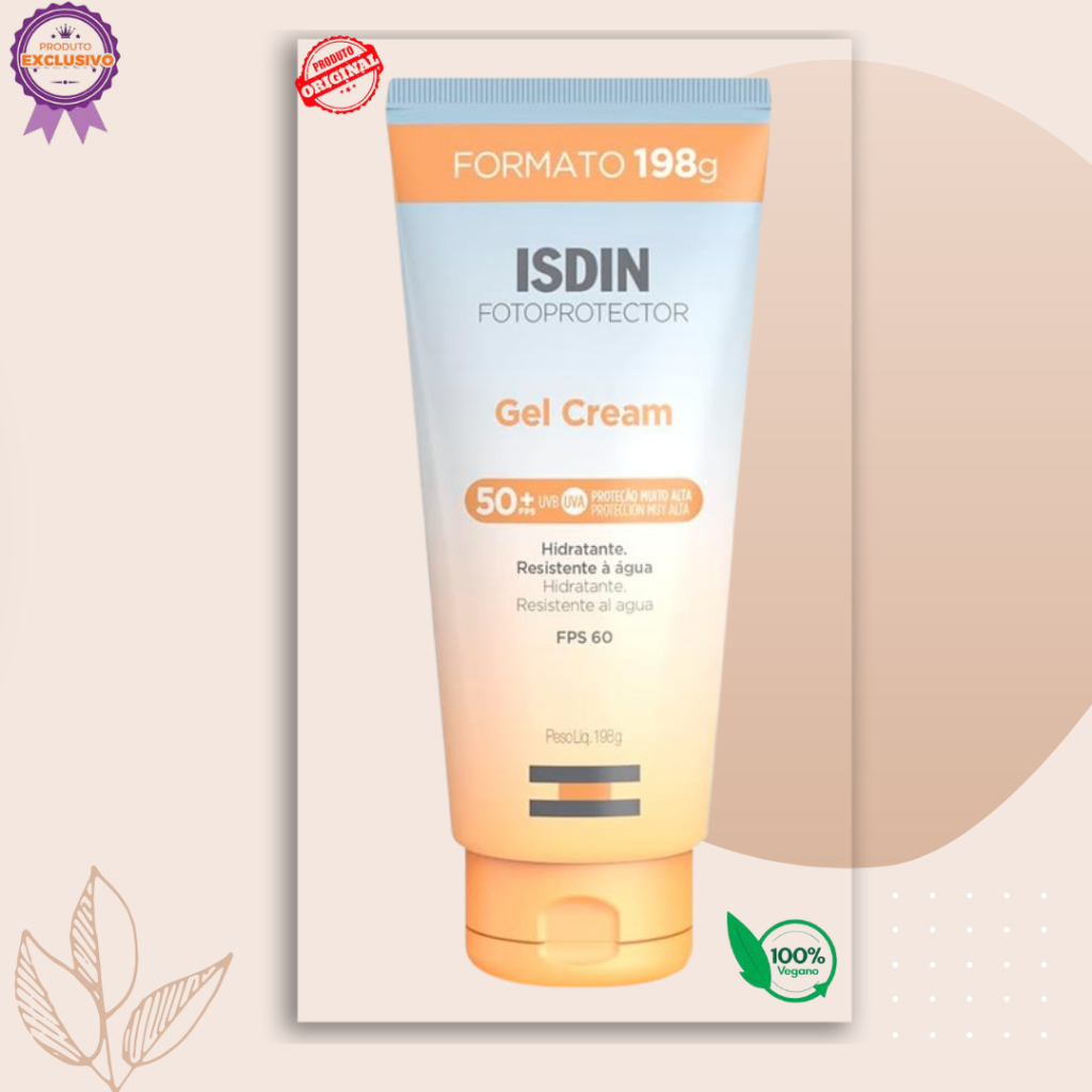 ☀️ ISDIN Protetor Solar Corporal Gel Cream FPS 50+ 198g – Toque Seco, Rápida Absorção e Hidratação Imediata
