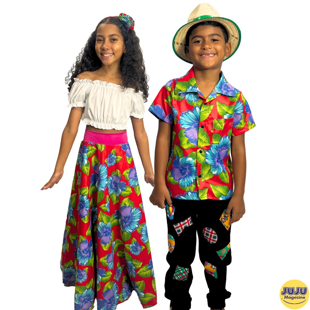 Conjunto Dança Carimbó Feminino Masculino São João Caipira Fantasia Primavera