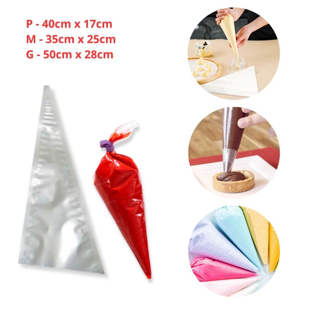 Saco manga de confeitar descartável P, M e G, 50 a 100 unidades