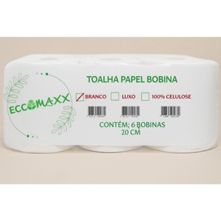 Bobina de auto corte toalha de papel c/ 6x200 metros Branco Eccomaxx em Oferta na Shopee