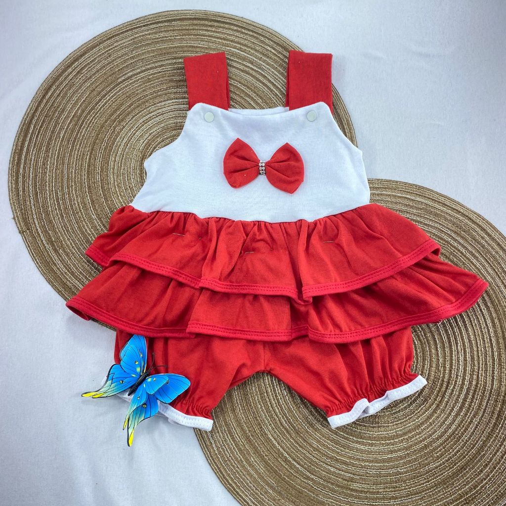 Conjunto Infantil Bebê Menina com Laço – Blusinha com Babado + Short  Confortável