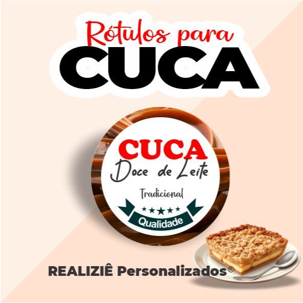 Rótulo Adesivo DOCE CASEIRO CUCA DOCE DE LEITE 100und 4x4cm glossy REF04