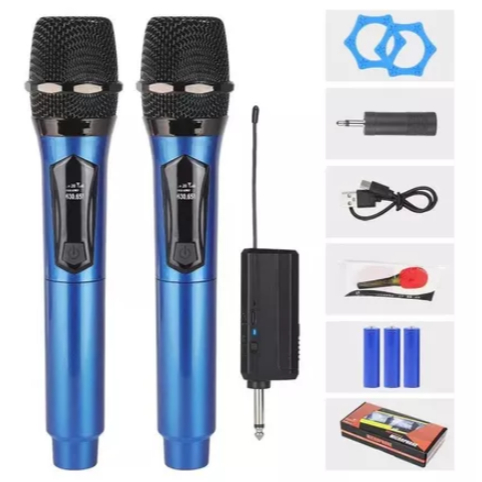 Kit 2 Microfones Dinâmico Sem Fio Profissional Recarregável Uhf para Karaokê em Oferta na Shopee