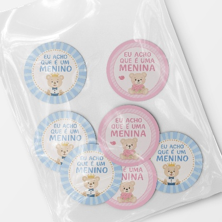 150 Adesivo Chá de revelação menino e menina diversos modelos - urso team tag - Azul e rosa e lilás em Oferta na Shopee