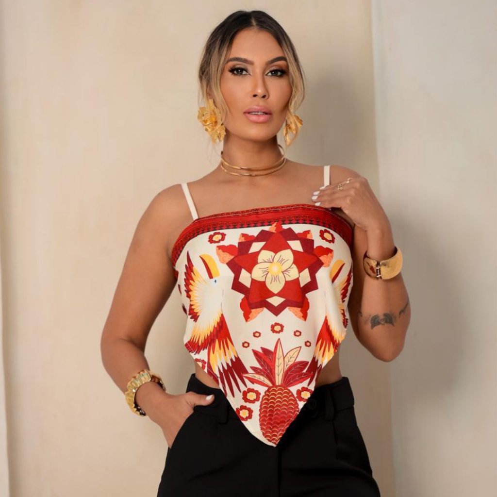 Blusa Lenço Alça Ajustavel Flora