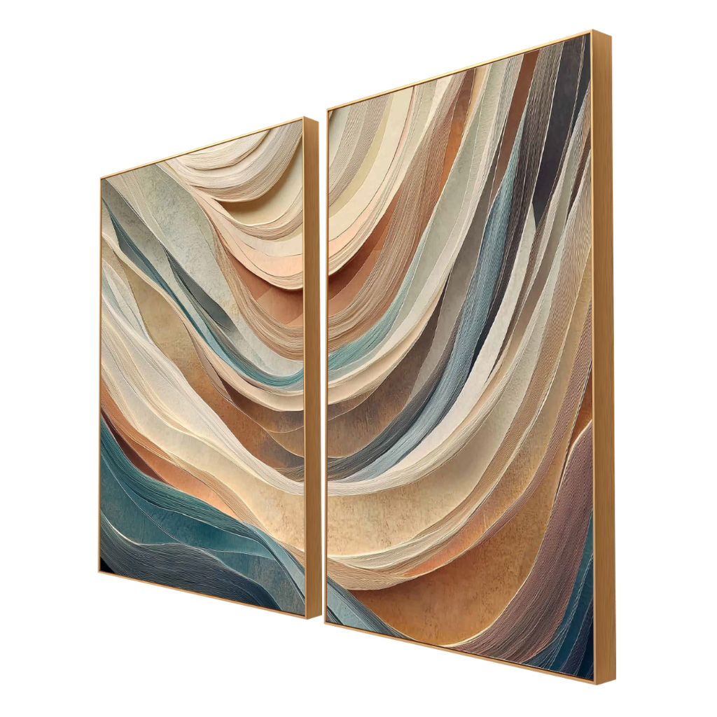 Kit 2 Quadros Decorativos Com Moldura 40x60 Grande Luxo Moderno Para Sala Quarto Escritório