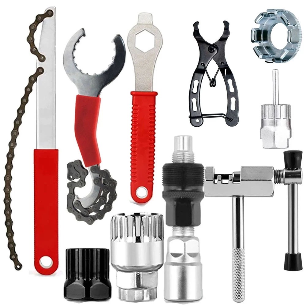 Kit 10 Chaves Ferramenta Extrator Pedivela Movimento Central Sacador Catraca K7 Mini Alicate Raio