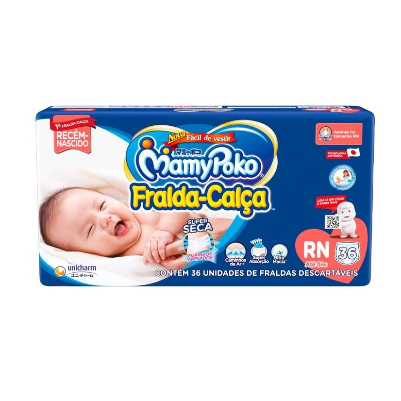 Fralda Calça MamyPoko Jumbo RN Com 36 Unidades em Oferta na Shopee