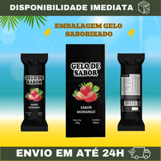 Embalagem para Gelo Saborizado (Sabor Morango) - 250 Embalagens Bopp  9 x 21 Saco Higienico Externo em Oferta na Shopee