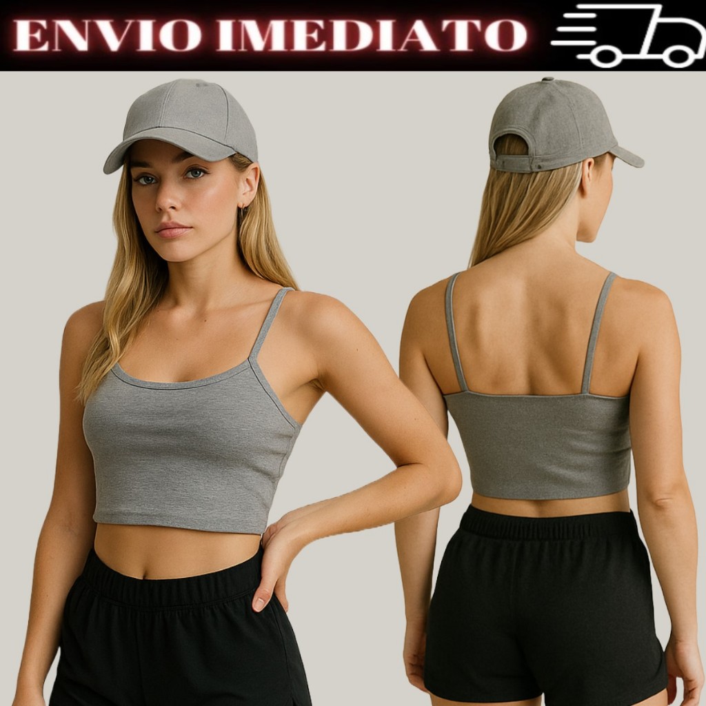 Top Cropped Regata de Alcinha Blusinha Básica Lisa Slim
